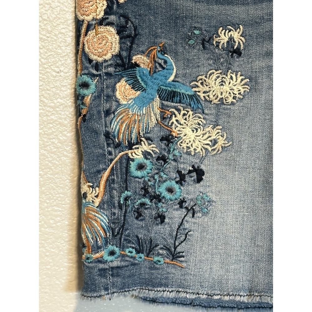 Free People x Driftwood Brandi Denim Bermuda Shorts Sz 29 8.5" Embroidered Boho - Picture 2 of 6